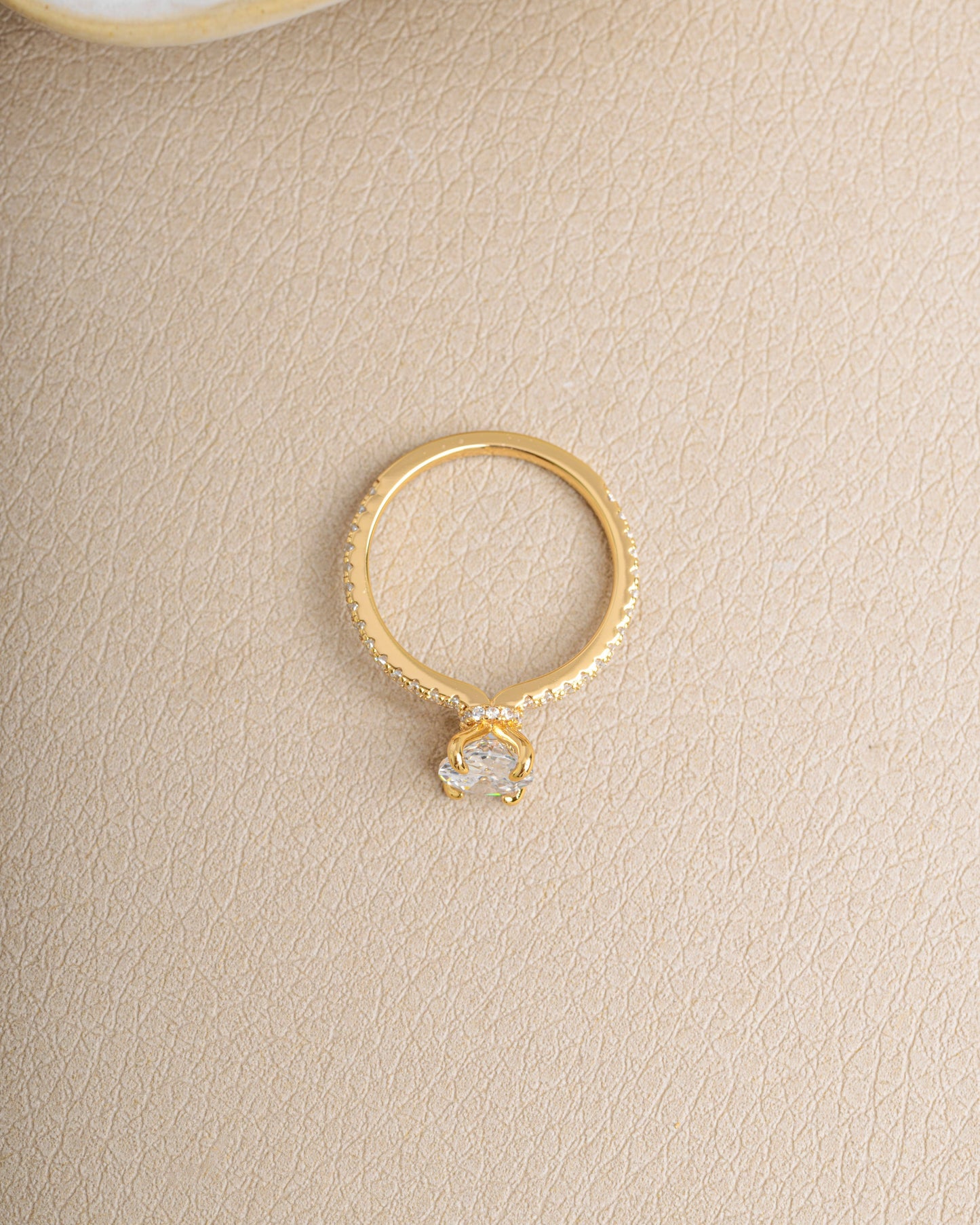 Oval Pave Band Engagement Ring