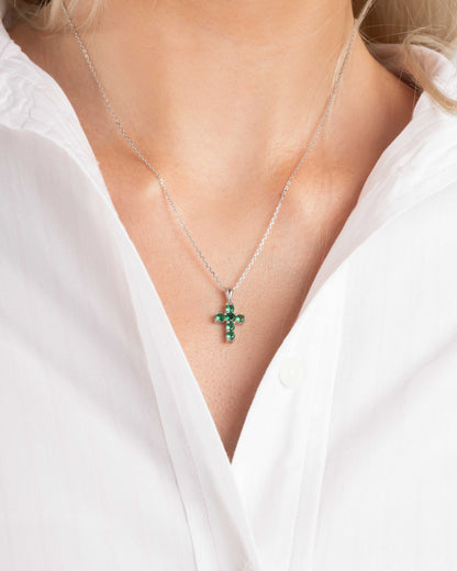 Emerald Cross Necklace