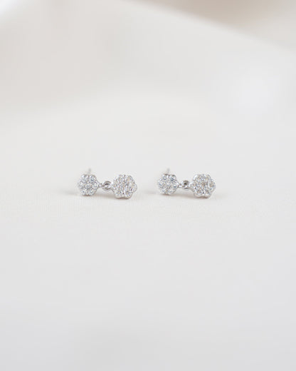 Diamond Flower Charm Studs