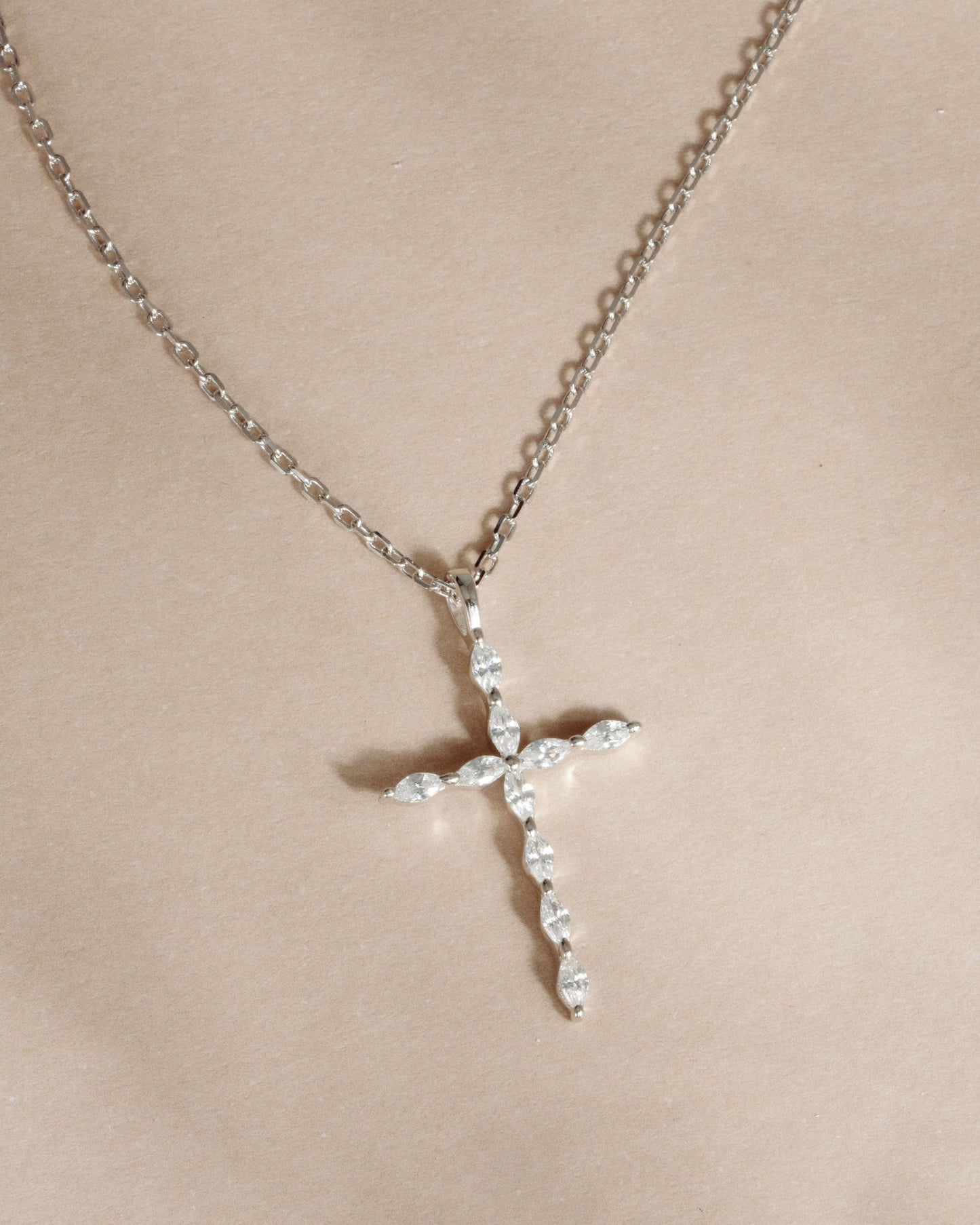 Marquise Cut Cross Necklace