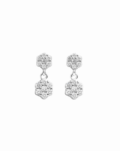 Diamond Flower Charm Studs