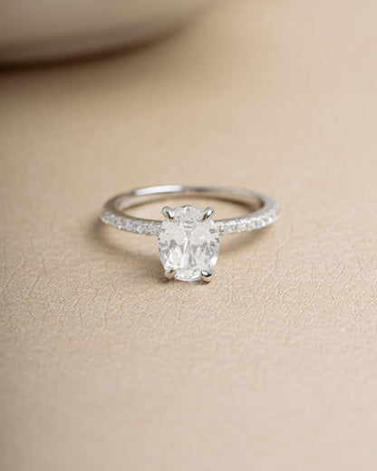 Oval Pave Band Engagement Ring