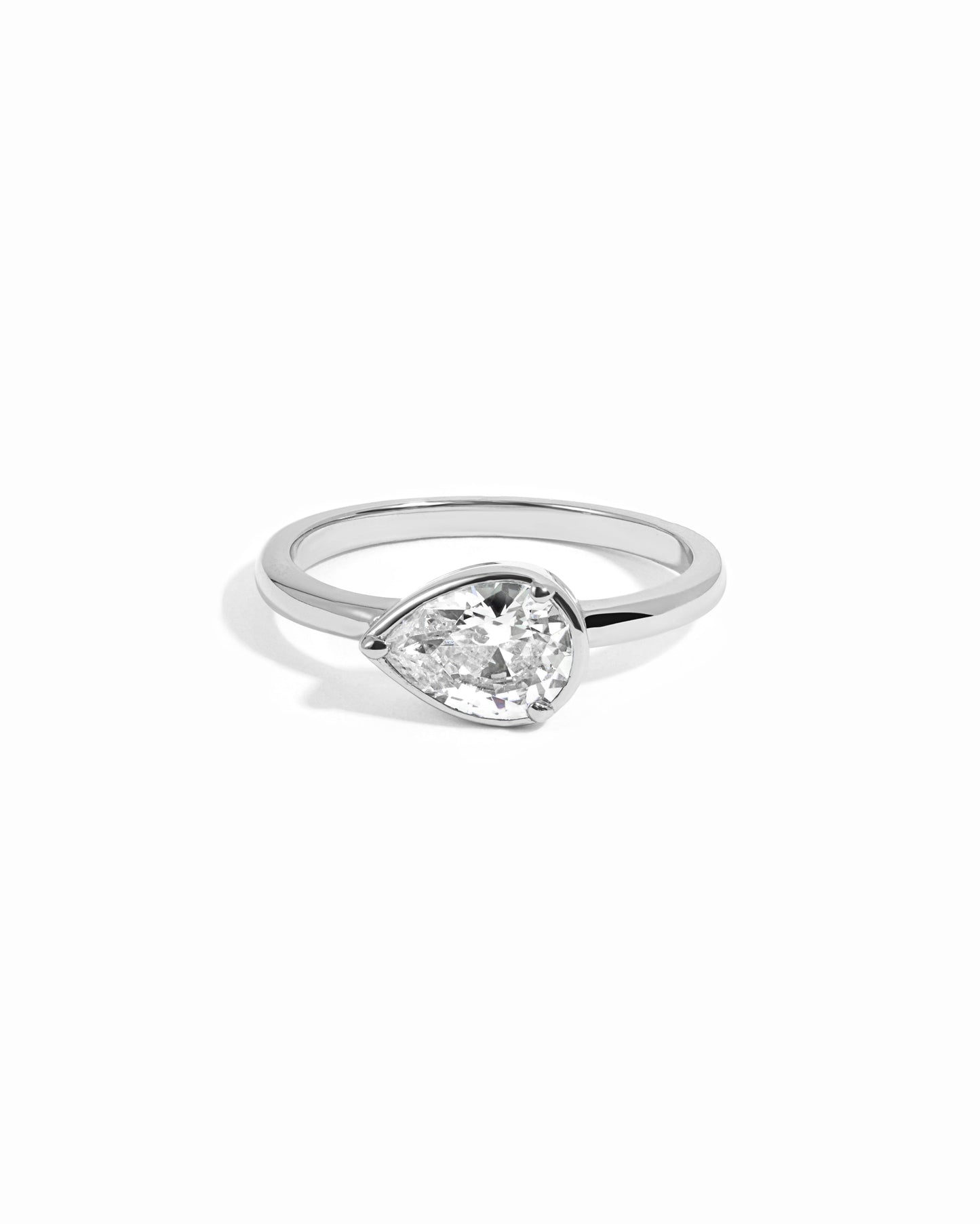 Sideways Bezel Pear Ring