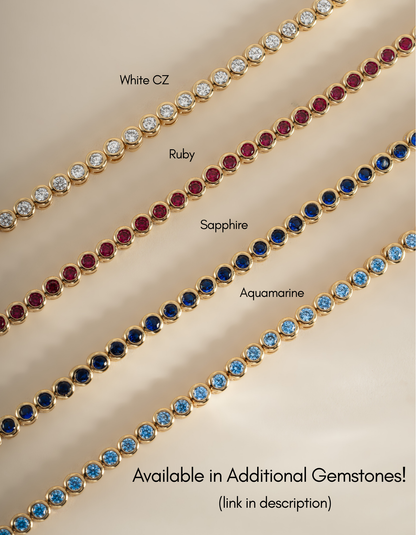 Sapphire Bezel Tennis Necklace