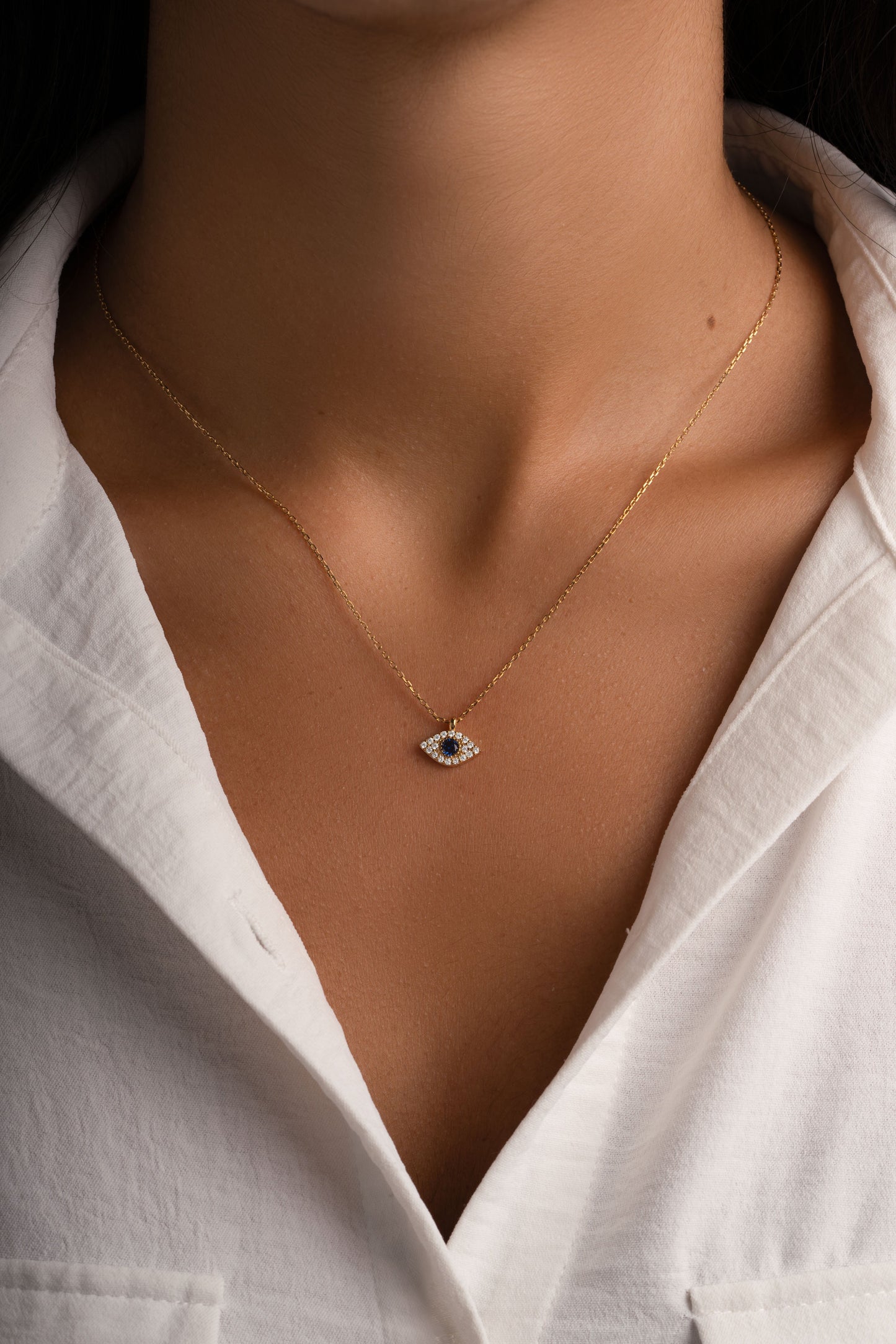 Sapphire Evil Eye Necklace