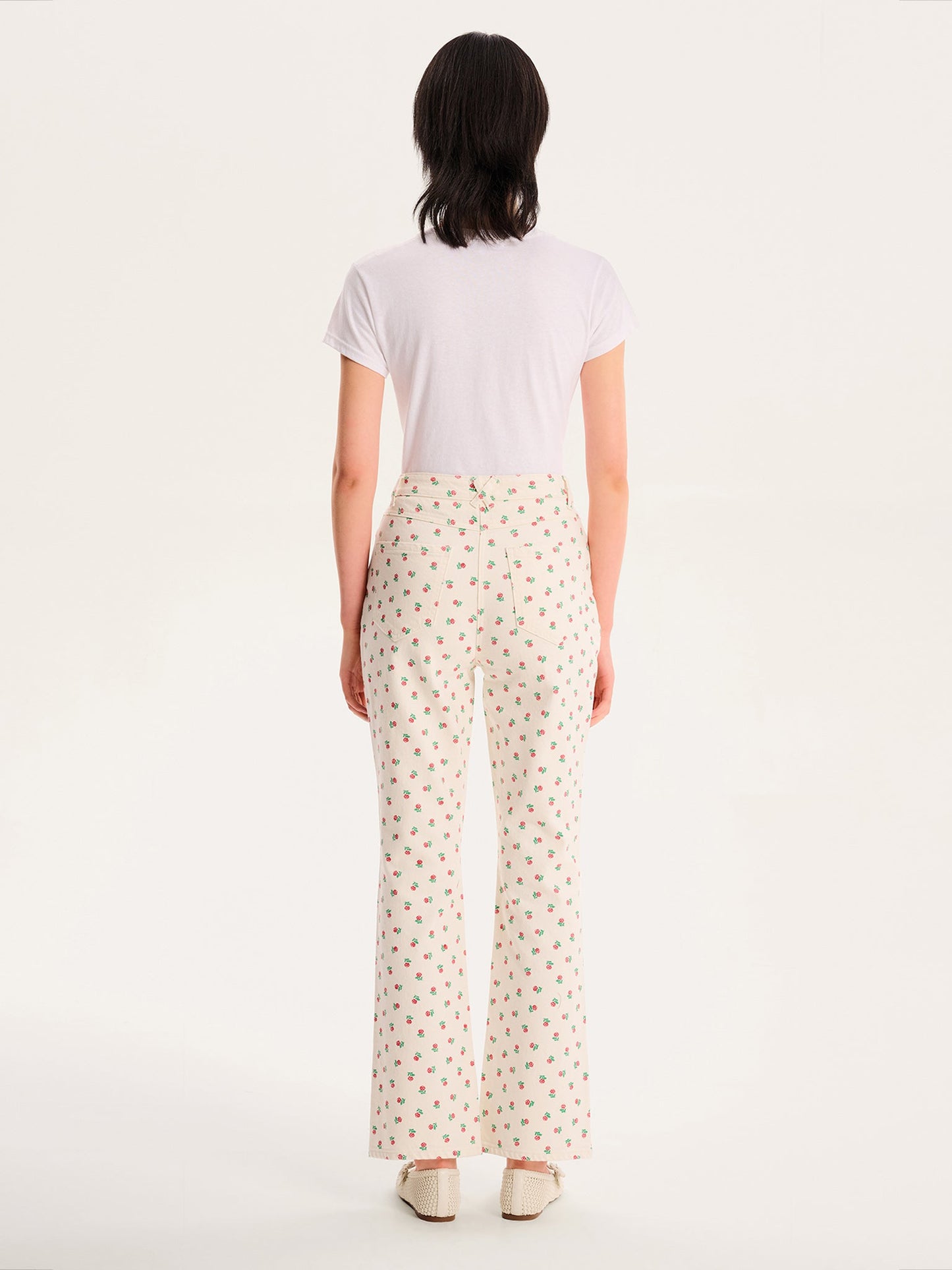 Sarah Jane All Over Rose Jeans in White
