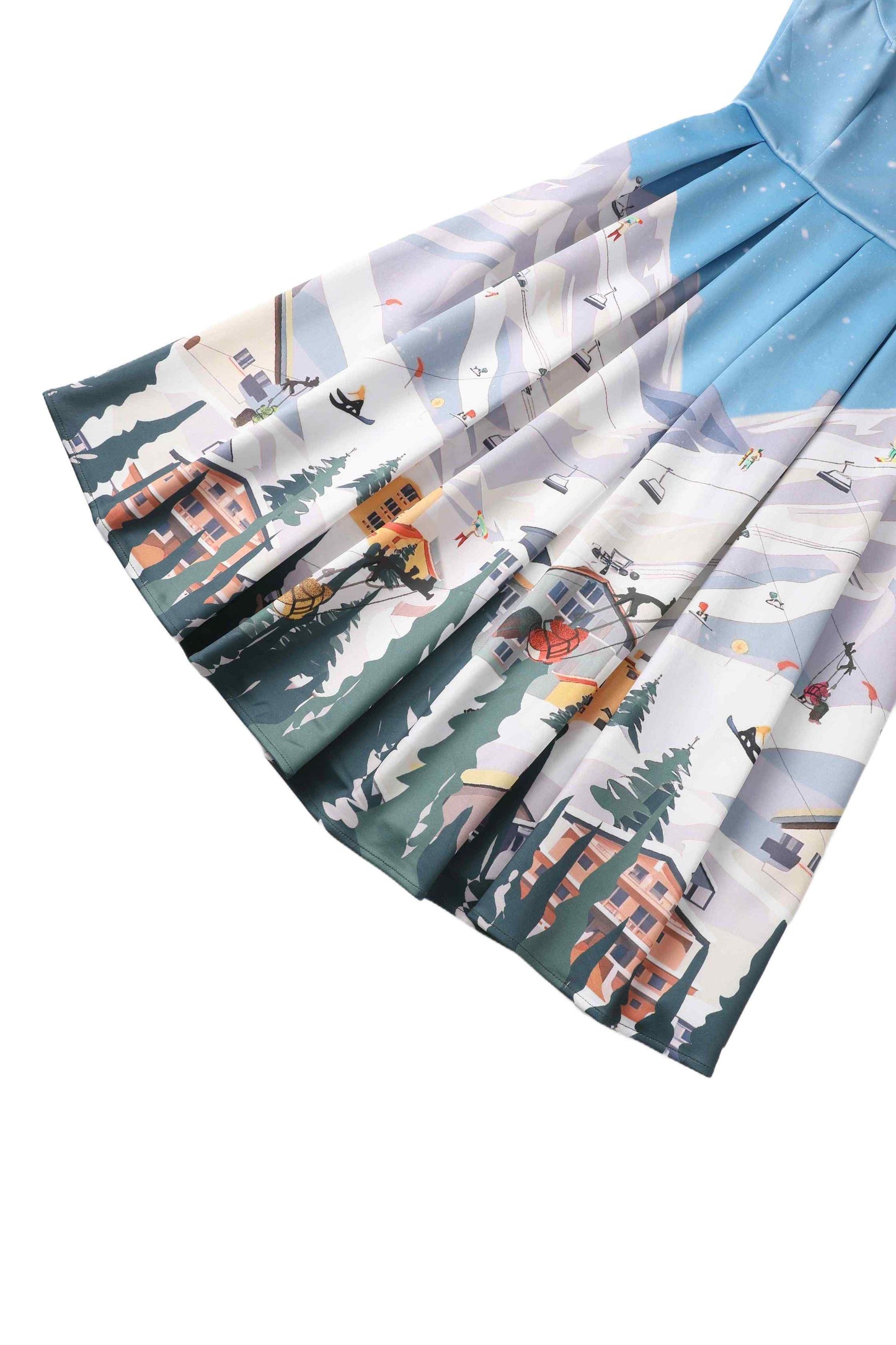 Amanda Ski Resort Flared Dress in Blue/White
