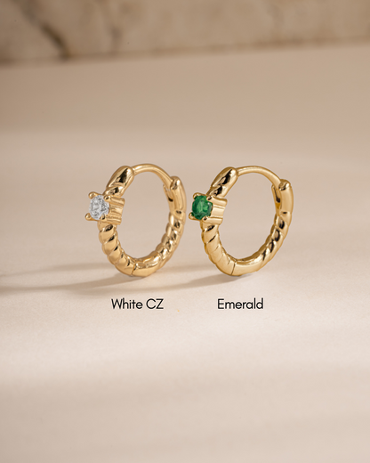 Diamond Spiral Huggie Hoops