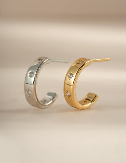 Star Studded Hoop Earrings