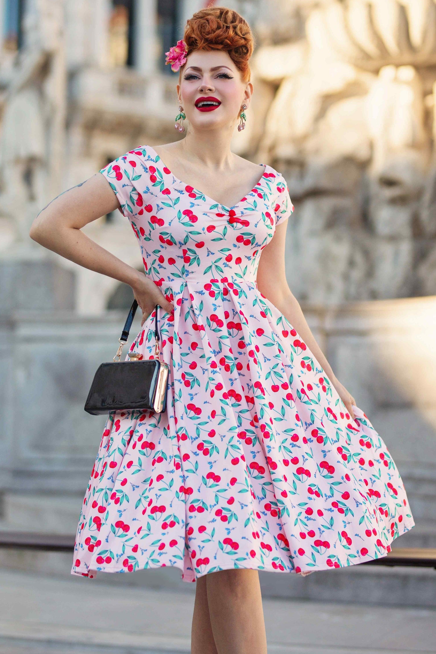 Lily Cherry Pink Off Shoulder Dress