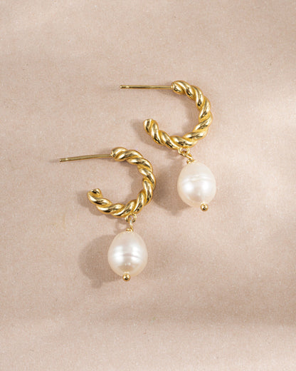 Spiral Pearl Drop Earrings