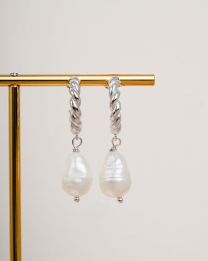 Spiral Pearl Drop Earrings
