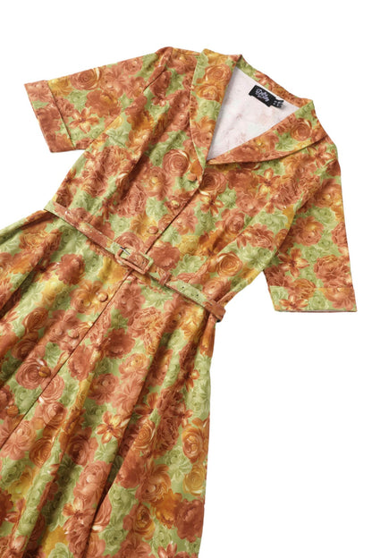 Mollie Vintage Floral Full Circle Shirt Dress