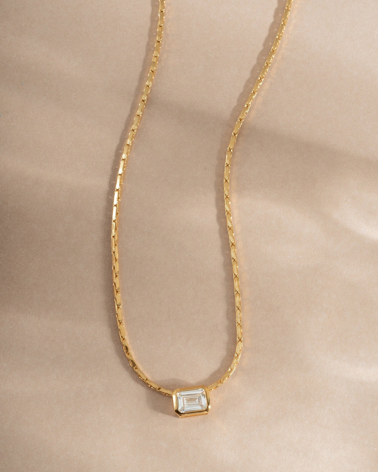 White CZ Baguette Bezel Statement Necklace