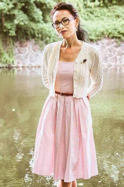 Amanda Pink Pin Striped Swing Dress